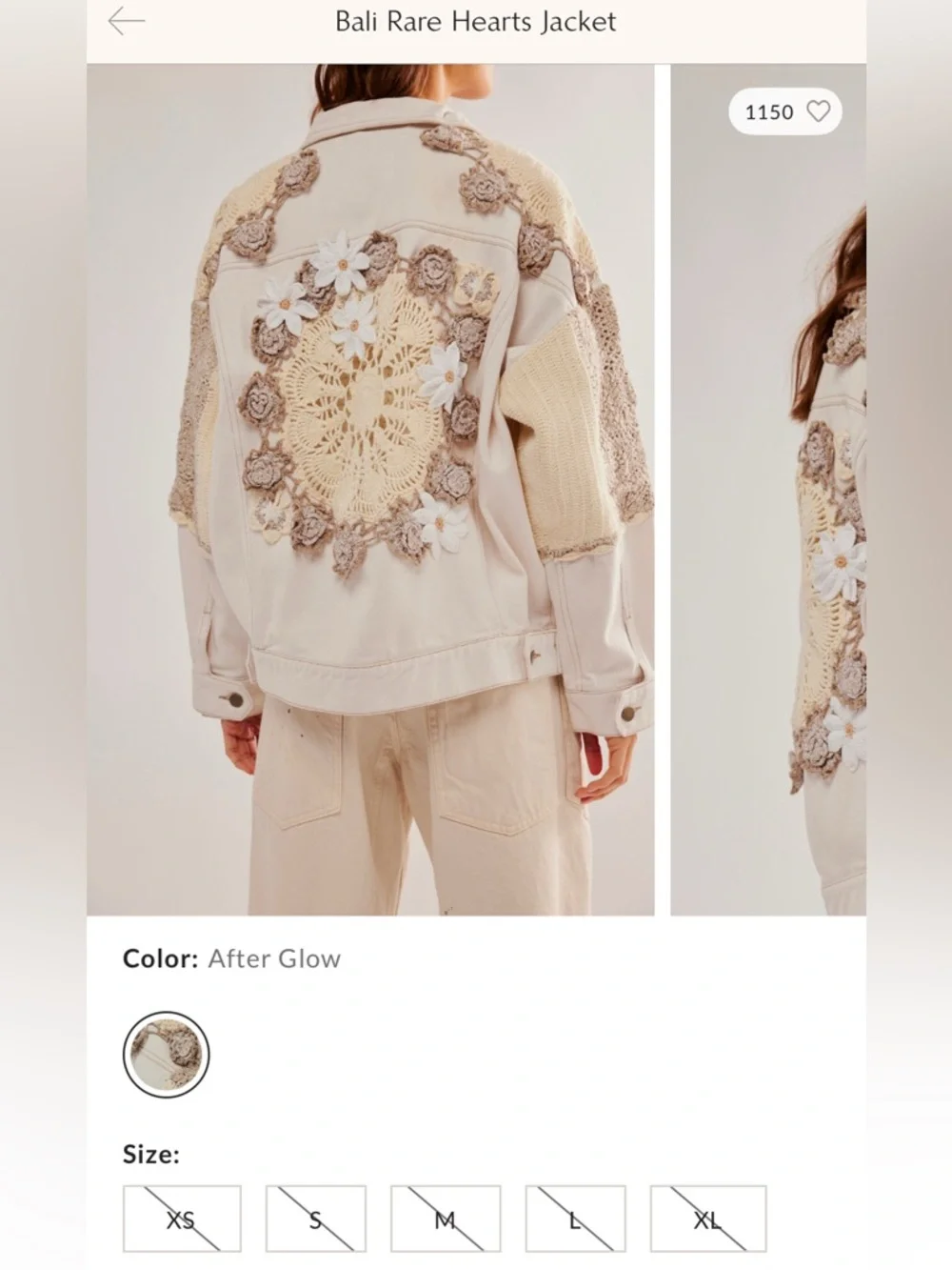NWOT Free People Bali Rare Hearts Jacket - After Glow Cream Tan Ivory - Medium - Picture 6 of 13